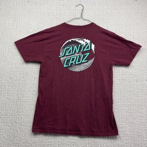 Santa Cruz Shirt Mens Burgundy Red Wave Graphic Skateboard T-Shirt Surf Read